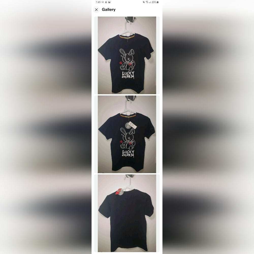 New Lucky Charm Voodoo Bunny Size 14  Black T-shirt Children.  Stylish Comfort''